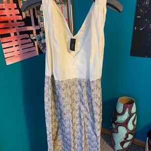 Maria Cornejo ivory & olive embroidered dress.